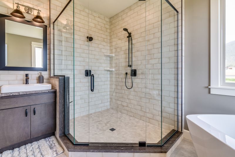 Rain Shower Head in a Frameless Enclosure